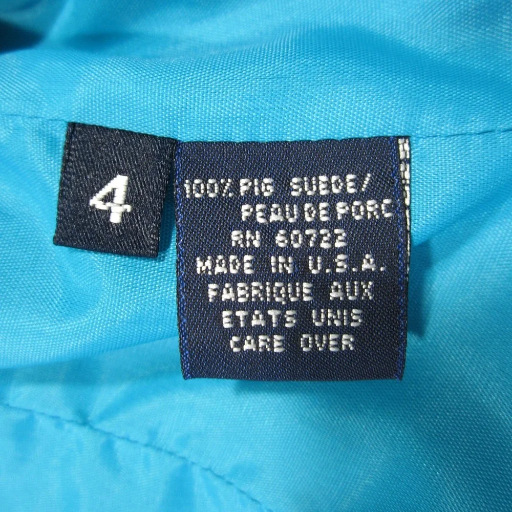 Vtg Burberry Suede Blazer Jacket Women 4‎ Teal Button Up Lined Luxury 80s 90s - Picture 11 of 12